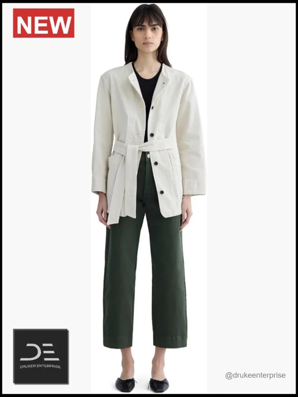 High-Rise Straight Leg Utility Pants Organic Cotton Twill